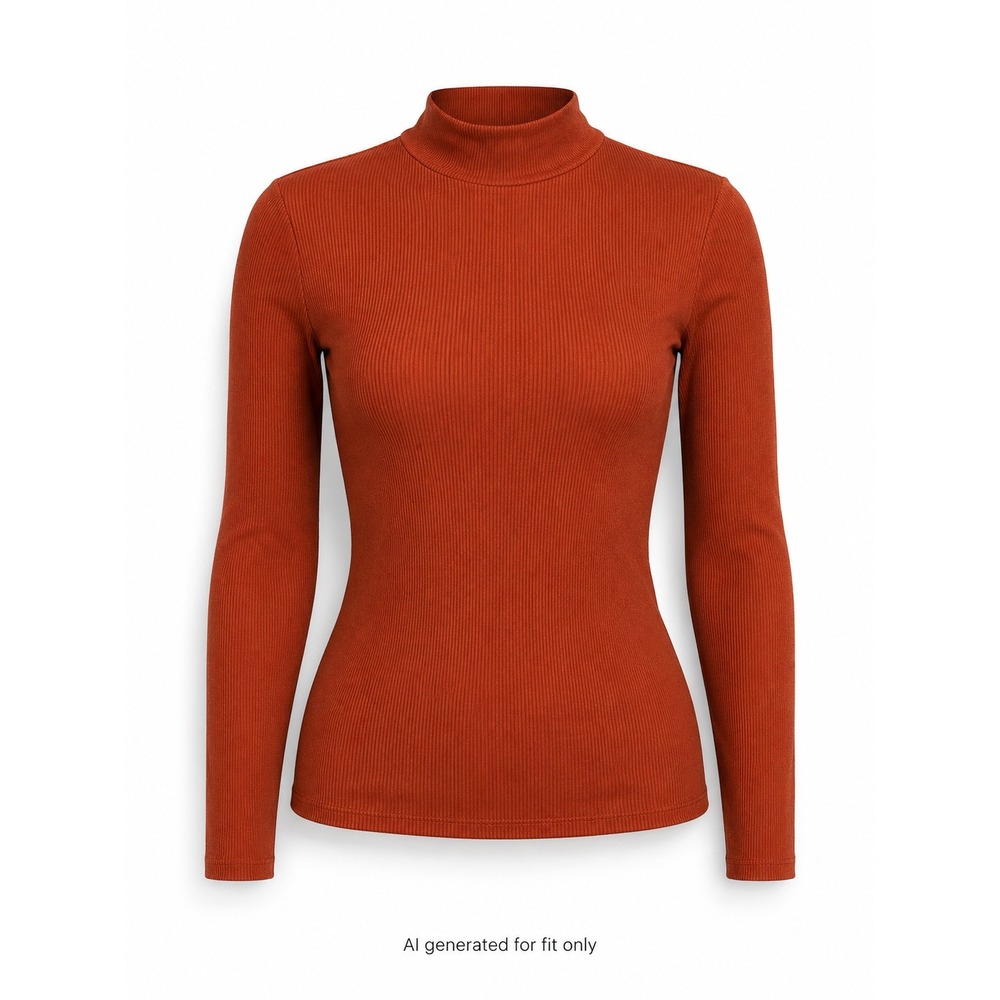No Boundaries Ribbed Mock Neck Long Sleeve‎ Top Juniors L Rust Orange